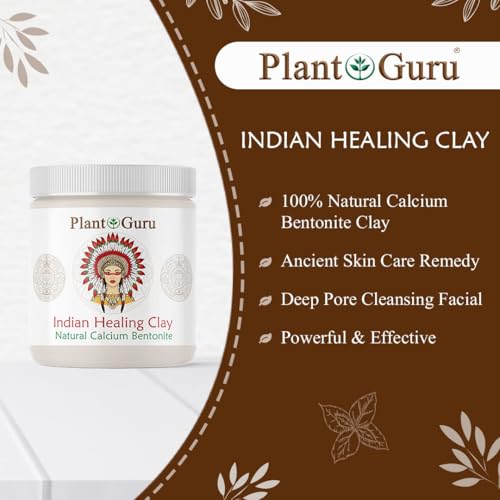 Plant Guru Calcium Bentonite Clay Powder 15 lbs. Bulk Wholesale 100% Natural Indian Healing Clay - Deep Pore Cleansing Facial And Body Mask - Detox Clay for Face, Hair, Acne, and Bath.