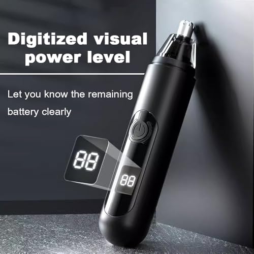 Ear and Nose Hair Trimmer Clipper for Men Women, USB Rechargeable Professional Painless Eyebrow & Facial & Ear & Nose Hair Trimmer, LED Display Dual Edge Blades for Easy Cleansing