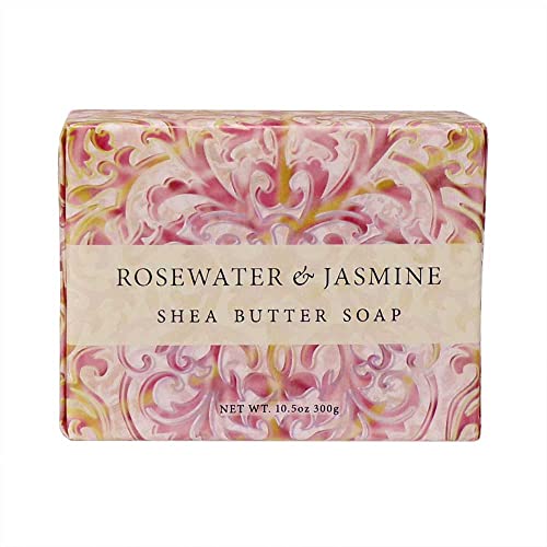Greenwich Bay Vegan Natural Botantical Shea Butter Bar Soap, French Milled Triple Milled, Essential Oils, 6.35 ounces (Rosewater Jasmine)