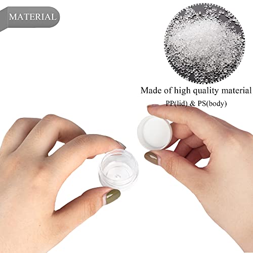 200PCS 5 Gram Sample Containers, 5ml Empty Jars with Lids, Small Cosmetic Containers, Mini Sample Jars with 16PCS Mini Spatulas for Make Up, Oils, Lotion, Powder, Paint, Jewelry, Lip Balms(White Lid)