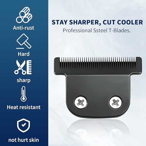 Black Replacement T-Blade with 3 Guards Compatible with Wahl 9864/9864SS/9686/9818A/9854L/9876L/9854/WSS3L/SS2L etc Trimmers.