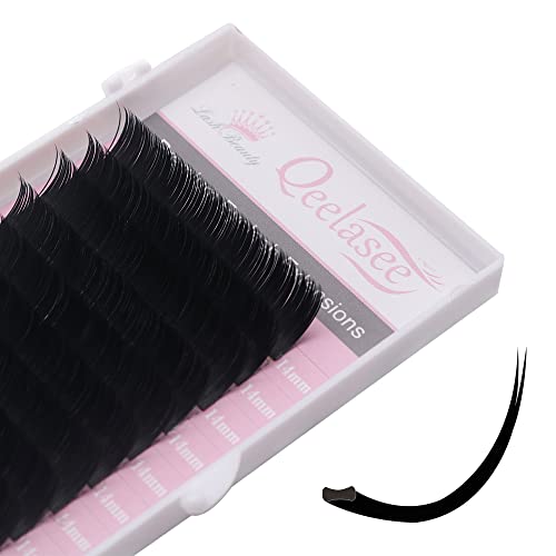 Ellipse Eyelash Extension 0.20mm D Curl 14mm Flat Black Mink Fur False Eyelashes 1 Count