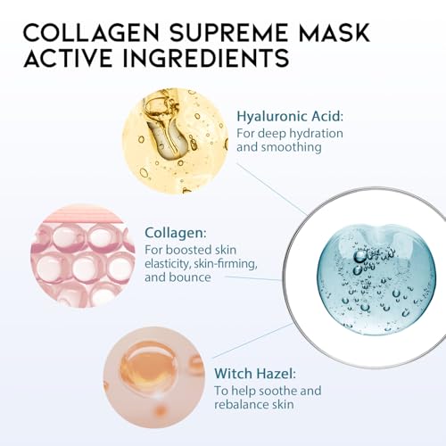 #OOTD Hydrating Soothing Sheet Masks Gift Set for Skincare, Korean Vegan Sheet Mask for Dry, Sensitive Skin, Calming, Smoothing, Brightening, Collagen, Ceramide, Cica, Hyaluronic Acid 30EA