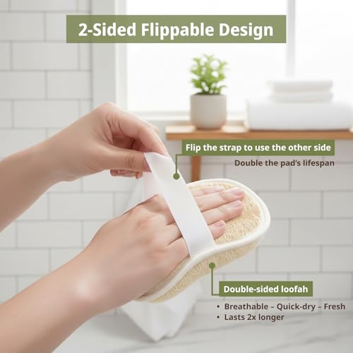 Natural Loofah Exfoliating Body & Facial Scrubber Set | 100% Plant-Based Shower Luffa Sponge for Deep Cleansing, Smooth & Glowing Skin | Bath Loofah for Women & Men
