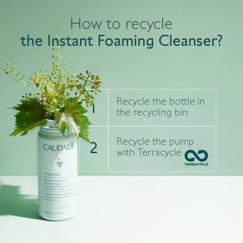 Caudalie Vinoclean Gentle Instant Foaming Facial Cleanser for All Skin Types - 150 mL (Pack of 2)