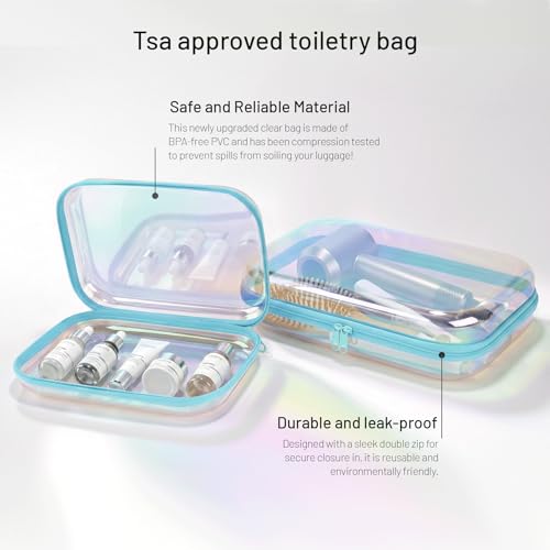 Clear Hard Shell Zipper Case,Toiletries Bag,Makeup Bag,2pcs Large Capacity Water-resistant Toiletry Bag,Portable Travel Organizer and Storage,Bathroom Clear Cosmetic Case for Women