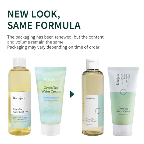BONAJOUR] Green Tea Water Bomb Cream & Toner Set, Vegan moisturizer Duo, 7.2+3.38 fl.oz¡¦