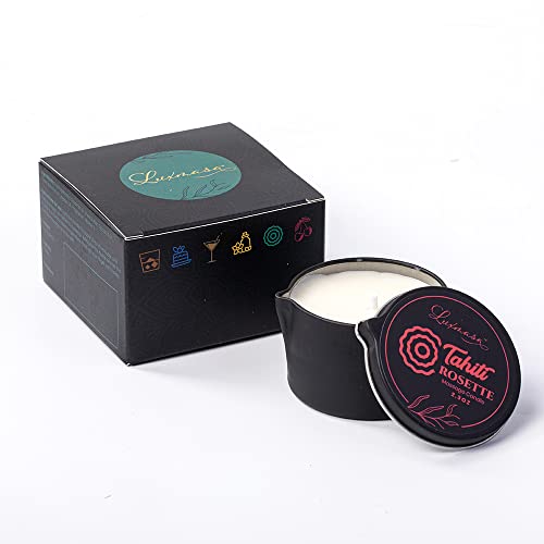 Home Scented Candle Massage Wax Oil for Body, Massage Oil Candle Soybean Essential Oil Infused Low Temperature SPA Candle Bulk Handmade Gift Tahiti Rosette Scent 2.35 OZ