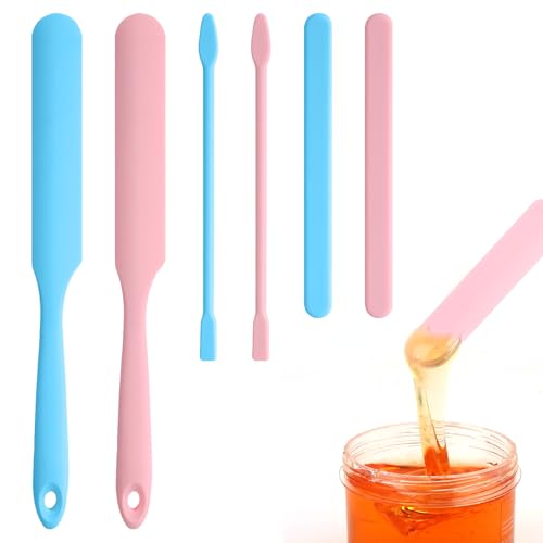 6Pcs Non-Stick Wax Spatulas Set Silicone Spatula Wax Hair Applicator Removal Sticks Reusable Hard Wax-Scraper Eyebrow-Wax Sticks for Home Salon Body Use