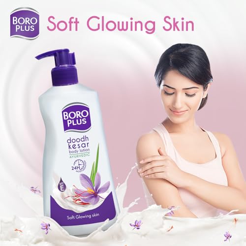 Boroplus Ayurvedic Body Lotion | with Milk & Saffron | Moisturizing Lotion for Dry Skin | Hydrates & Provide Soft and Supple Skin | 13.53 Oz/400ml