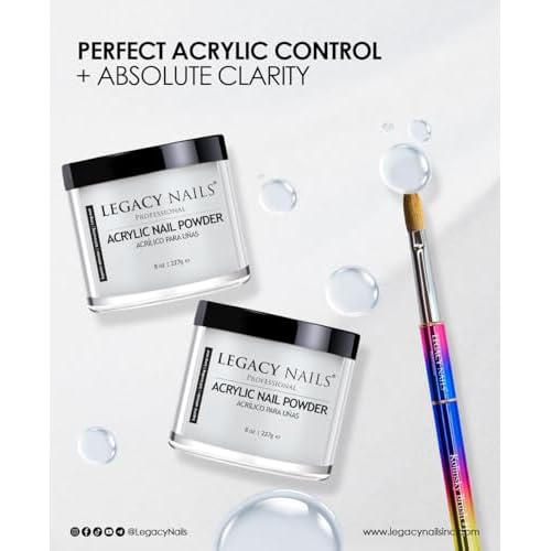 Legacy Nails Professional Crystal Clear Acrylic Powder, Net Wt. 1 lbs. / 16oz. - Mix With Glitter, Pigment and Create Custom Acrylic Nail Extension Colors