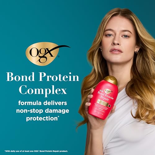 OGX Repair & Protect Bond Protein-Repair Shampoo, Lightweight Hair Wash Cleanses & Targets Damaged Hair for Effective Bond-Repairing, Formulated without Parabens, 13 fl. oz,(Pack of 2)