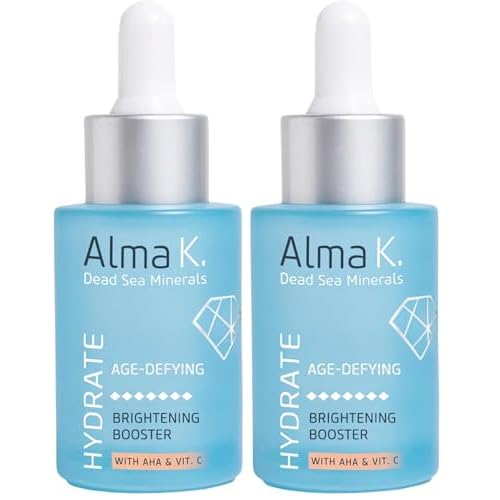 Alma K Brightening Booster - Vitamin C Face Serum with AHA, Hydrating and Brightening Serum for Women, Anti Aging, Improve Appearance of Fine Lines & Wrinkles - 1 oz (Pack of 2)