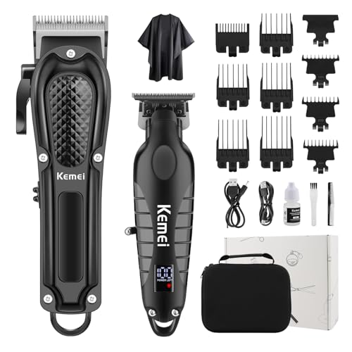 KEMEI Professional Hair Clippers Set for Men, Cordless Rechargeable Barber Clippers & Trimmers Kit, Clippers for Hair Cutting, Gifts for Men