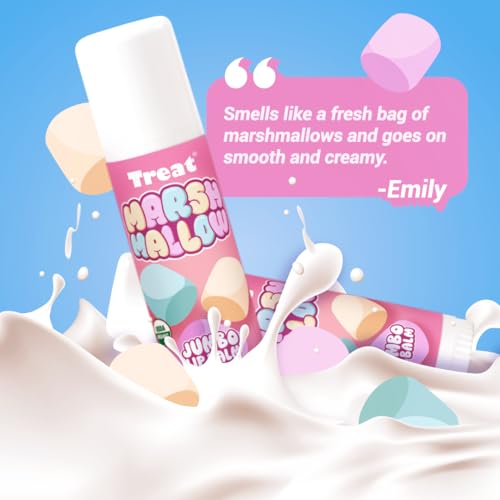 Treat Jumbo Organic Lip Balm, Marshmallow Cream, Cruelty Free .50 Ounces, White