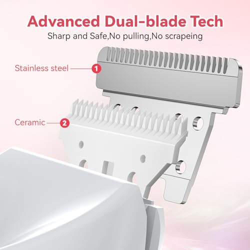 Heyfeel Women's Electric Hair Trimmer, IPX7 Waterproof Bikini Trimmer with LED Light, USB Rechargeable Razor for Pubic & Body Hair, Wet/Dry Use, Gift for Women, Wife, Girls