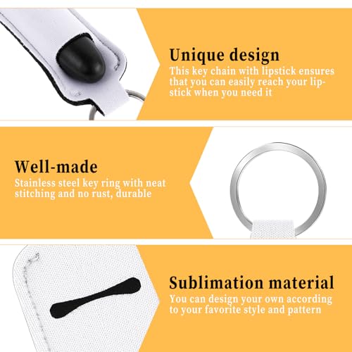 16PCS Sublimation Chapsticks Holder Blanks Keychain Chapsticks Holder Neoprene Lipstick Holder Keychain Lip Balm Holder Travel Key Ring Holder for Purse, Backpack Women DIY Ornament Crafts Supplies