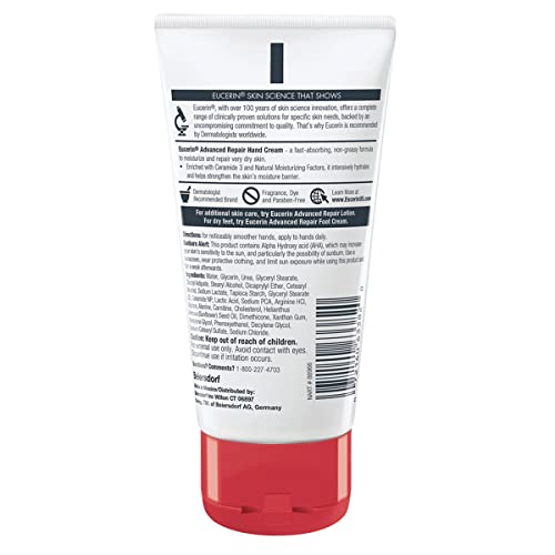 Eucerin Advanced Repair Hand Creme, Unscented, 2.7 Oz