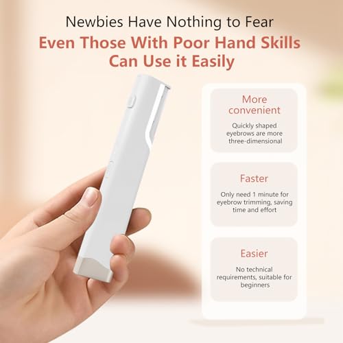 Sonic Dermaplaning Tool for Women, Electric Facial Hair Remover & Eyebrow Trimmer, Peach Fuzz Shaver with LED Light, 3 Speeds & 5 Replacement Blades (White)