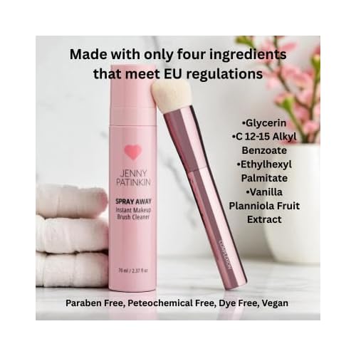 JENNY PATINKIN Instant Makeup Brush Cleaner Spray, Cleaner Solution for Makeup Brushes, Makeup Sponge & Powder Puff, Professional & Travel-Sized Sanitizing Spray, Quick Drying. (2.37 fl oz)