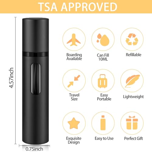 2PCS Perfume Travel Refillable Bottle, Bottom-Filling Fragrances Perfume Atomizer, Empty Mini Cologne Dispenser, Portable Sprayer Pocket Size for On the Go 10ml (Black & Dark Blue)