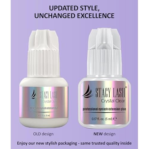 STACY LASH Crystal Clear Eyelash Extension Glue (0.17fl.oz/5ml)/1 Sec Drying Time/Retention ? 8 Weeks/Transparent Adhesive
