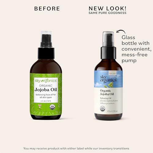 Sky Organics Organic Jojoba Oil, 100% Pure | Moisturizing for Face, Hair, Skin & Nails | Natural Cold Pressed Hexane Free | Base Carrier Oil