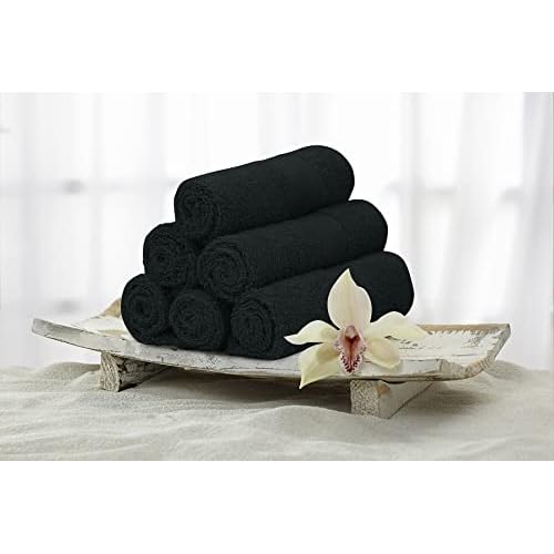 Premium Wash Cloths Pack of 12 (13" x 13") 100% Ring Spun Cotton | Luxury Washcloths | Ultra Soft Face Towels | Highly Absorbent Wash Cloths for face (Black)