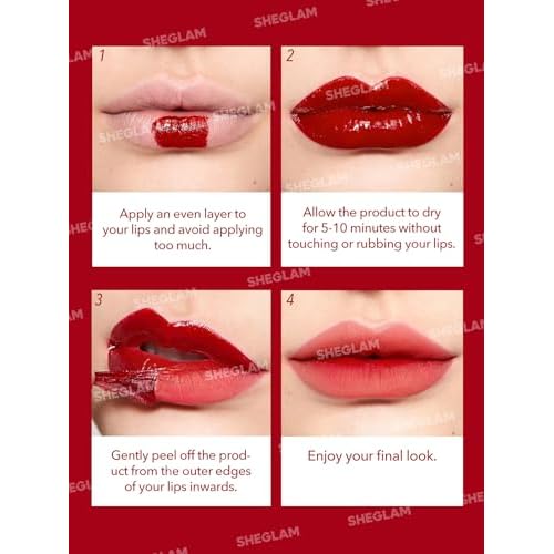 SHEGLAM Peel Talk Lip Tint Transfer-Proof, Highly Pigmented Color Peel Off Lip Stain Liner-Celeb Crush