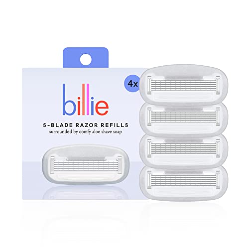 Billie Women's Razor Refill Blades 5-Blade Cartridges 4 count & Wax Kit 32 strips 6 wipes