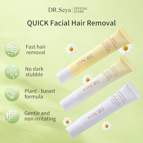 Facial Hair Removal Cream Set for Women - With Pre-Epil Soother,Gentle Depilatory,Soothing Elixir - Gentle Formula for Sensitive SkinSafe