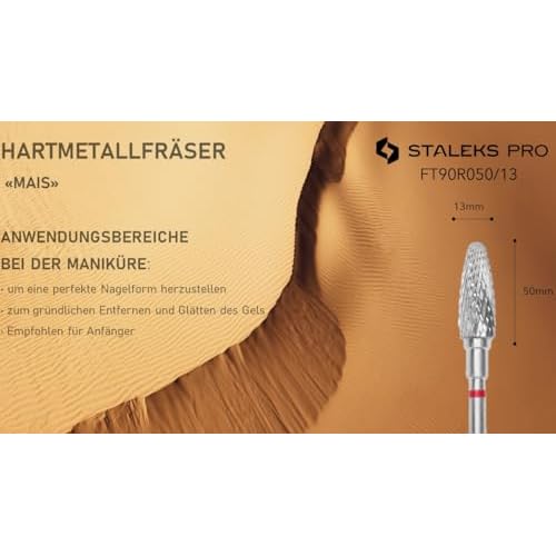 STALEKS PRO Expert Carbide Nail Drill bits 5 MM Working Part 13 MM Nail Tools for Russian Manicure, Nail Drill bit for Gel Nail Polish Removal FT90R050/13