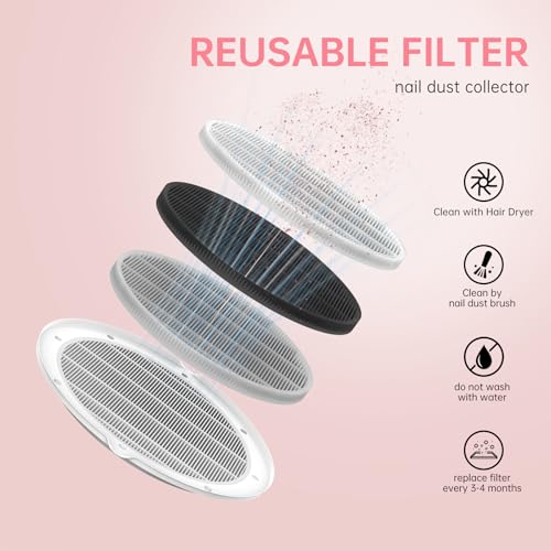 Nail Dust Collector, Cordless Dust Collector Nail Tech, Powerful 4200RPM Vacuum Fan Vent Dust Collector Extractor Dust Suction Machine for Acrylic Nails Polishing, Nail Salon&Home