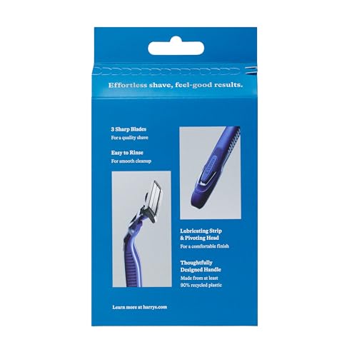 Harry's Men's Disposable Razors, 3-Blade Razors with Lubricating Strip and Pivoting Head, 4 Count (Pack of 3)