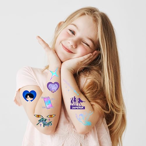 Demon Hunter Birthday Party Decorations,56PCS Korean Idol Movies Temporary Tattoos for Kids,Adult,Perfect for Birthday Party, Halloween