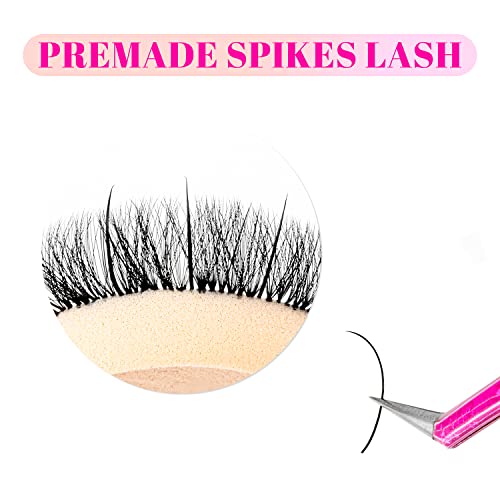 TDANCE Spikes Lash Extensions Matte Black Premade Lash Spikes Eyelash Extensions(Spikes-0.07-D,14-19 mm)