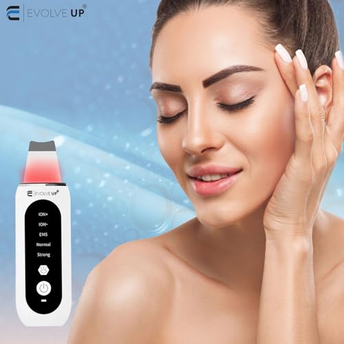 Facial Skin Scrubber - Face Cleansing Spatula, Blackhead Remover, Facial Pore Extractor - Portable & Ergonomic Design for Deep Cleansing - 5 in 1 Skincare with Red & Blue Light Stimulation