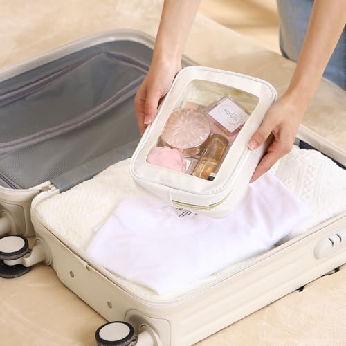 Abbylike 6 Pcs Clear Makeup Bags Mother's Day Travel Nylon Clear Cream Toiletry Bag Bulk Car Organizer Case Waterproof Toiletry Pouch with Golden Zipper for Teacher Mother Women Wedding Gift