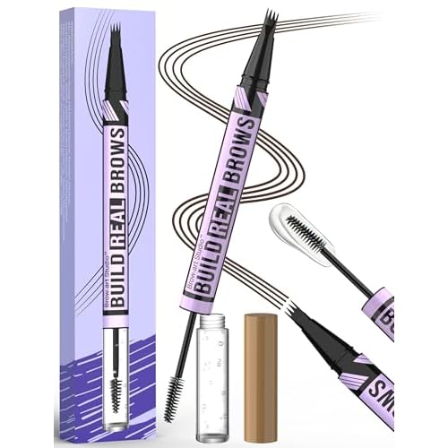 Vevivia Eyebrow Pen and Eyebrow Gel - Brow Pen 2-in-1 Eyebrow Pencils for Women with Micro-Fork Tip and Brow Gel Clear, Eyebrow Makeup for All-Day Defined, Fuller Brows, Dark Brown