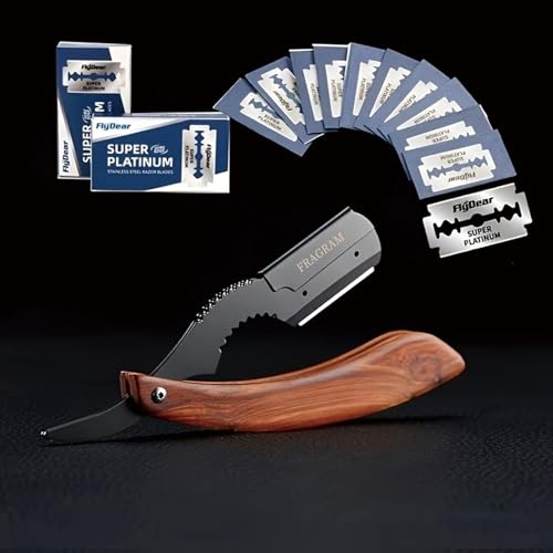 wooden handle manual shaving razor with replacement blade compatible with S23 stainless steel hair clipper, used for shaving razors (ôï?Óïʭ+10ø¸Óïø¸)