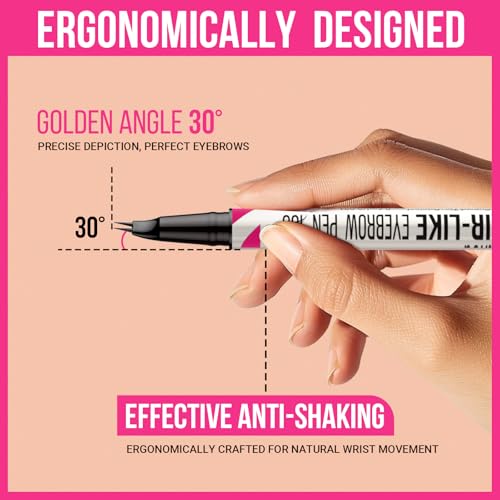 iMethod Curved Eyebrow Pen - 2-in-1 Dual-Ended Eyebrow Pencil with Curved Tip and Precise Brush-Tip, Microblading Pen for Natural Brows, Dark Brown