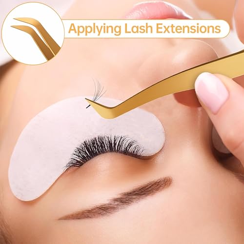 Isolation Tweezers for Eyelash Extensions for Volume, Isolation & Classic Lashes, Gold