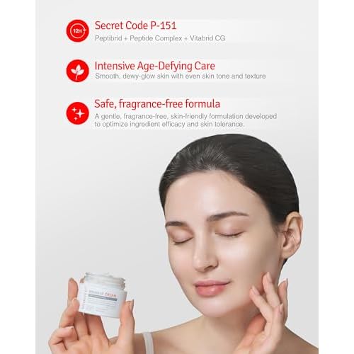 VITABRID C12 Wrinkle Cream - Age Defying Skin Recovery Moisturizer with Peptides, Vitamin C, Shea Butter - Wrinkle Repair Moisturizing Day & Night Skincare for Face and Neck - Fragrance Free, 1.69oz.