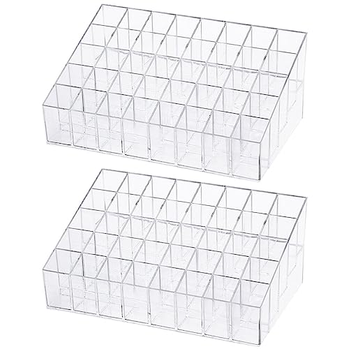 EXCEART Makeup Organizer Stand 2Pcs 40 Grids Lipsticks Holder Clear Acrylic Lipgloss Lipstick Organizer and Storage Display Case for Lip Gloss, Lipstick Tubes Makeup Organizer Shelf