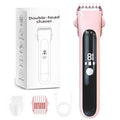 Bikini Trimmer for Women,2 in 1 Dual Head Bikini Shaver & Body Shaver,Cordless & Waterproof Electric Bikini Trimmer for Women, Painless Hair Removal with Silky Glow Finish,New Pink