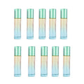 10 Packs 10ml Gradient Color Essential Oil Roller Bottles,Thick Glass Empty Refillable Roll On Bottles with Stainless Steel Roller Balls for Travel,Fragrance,Perfume, Essential Oil (Green)