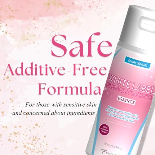 White Label Premium Placenta Essence 180ml ? Moisturizing Beauty Lotion with 100% Japan-Made Placenta, Hydrating, Non-Sticky Formula for Smooth & Supple Skin ? Fragrance-Free