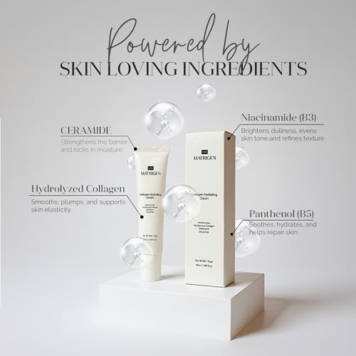 FEEL MATRIGEN Collagen Hydrating Cream with Niacinamide, Hydrolyzed Collagen, Panthenol & Ceramide ? Deep Moisture, Skin Barrier Support, Firmness & Radiance, 1.35 fl. oz