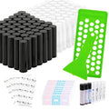 Lip Balm Tubes with Filling Tray and Spatula, 100 Empty Lip Balms Containers with Caps (Clear+Black), 100 Writeable and 100 Printed Stickers, BPA Free, Make Natural Lip Balm Kit for DIY