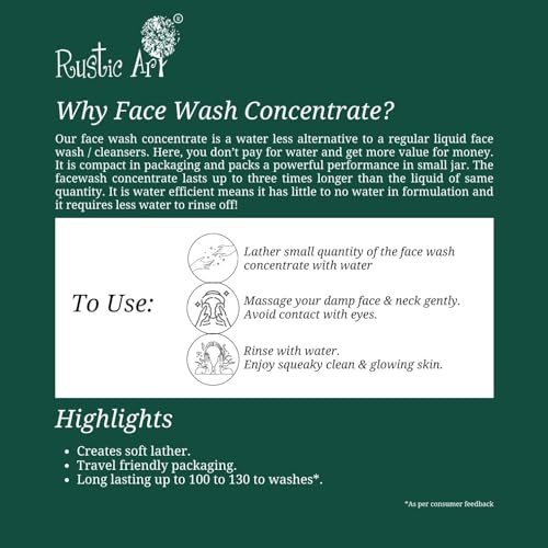 Neem Basil Face Wash Concentrate for Oily & Acne Prone Skin, Deep Cleansing Vegan Facewash, Sulfate & Paraben Free, 4.4 oz
